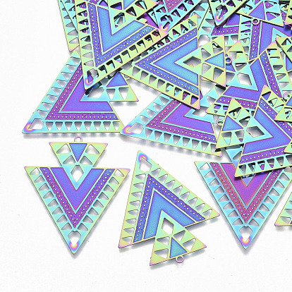 Ионное покрытие (ip) 304 филигранные подвески из нержавеющей стали, гравированные металлические украшения, треугольные