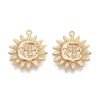 Латуни циркония кубической подвески, без никеля , солнце, реальный 18 k позолоченный