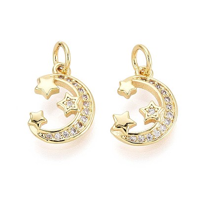 Латунные микро проложить кубического циркония подвески, Луна и звезды, с целью перехода в кольце