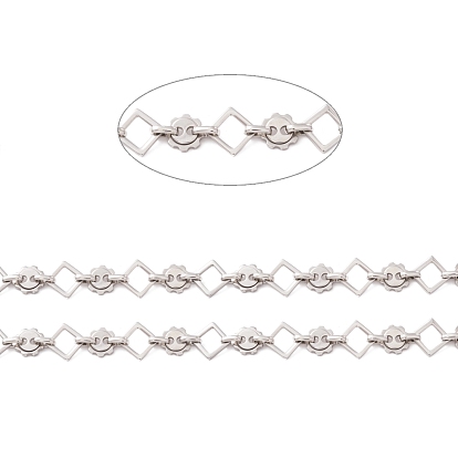 304 Stainless Steel Rhombus & Sun Link Chains, Unwelded