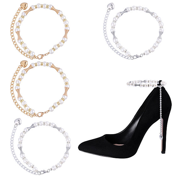 4 шт. 2 цвета: железо, хрустальные стразы и смоляные жемчужные шнурки, шнурки, препятствующие развязыванию обуви на высоком каблуке