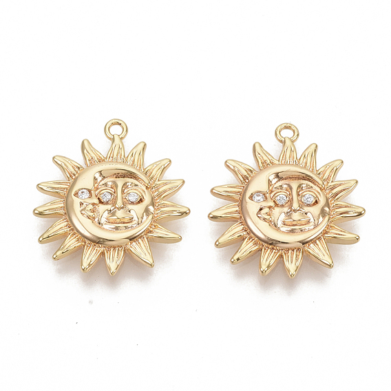 Латуни циркония кубической подвески, без никеля , солнце, реальный 18 k позолоченный