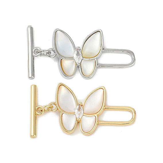 Латунные застежки-молнии из прозрачного кубического циркония, без кадмия, без никеля и без свинца, с ракушкой и эмалью, бабочка