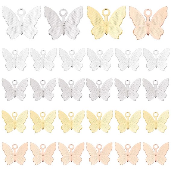 40 Stk. 4 Farben Messing Charms, langlebig überzogen, Schmetterling