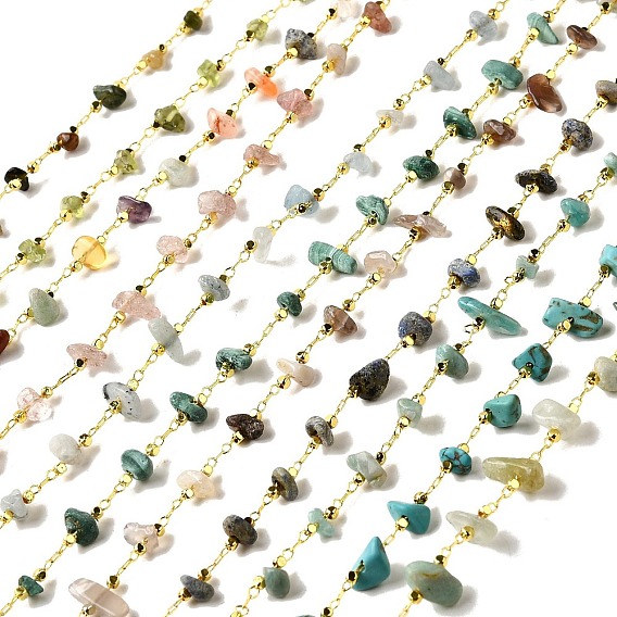 Цепочки из натуральных и синтетических драгоценных камней ручной работы с бусинами, пайки, с реечной обшивкой латунными выводами, долговечный, без свинца и без кадмия, с катушкой, реальный 18 k позолоченный