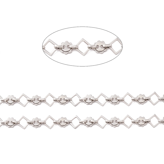 304 Stainless Steel Rhombus & Sun Link Chains, Unwelded