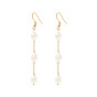 Chic French Style Titanium Steel Earrings with 18k Gold and Natural Freshwater Pearl Tassels