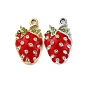 Подвески из клубничного сплава, с эмалью и горный хрусталь, красные