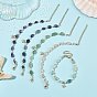 Brass Micro Pave Clear Cubic Zirconia Starfish Charm Bracelets, Natural Mixed Gemstone Nuggets & Freshwater Pearl Beaded Bracelets, Mixed Dyed and Undyed