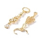 Rack Plating Golden Brass Dangle Leverback Earrings, with Cubic Zirconia
