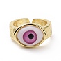 Resin Horse Eye Open Cuff Ring, Real 18K Gold Plated Brass Jewelry for Women, Cadmium Free & Lead Free