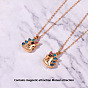 2Pcs Magnetic Matching Necklaces Set, Colorful Cute Dinosaur 316L Surgical Stainless Steel Pendant Necklaces for Couples Best Friends