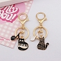 Zinc Alloy Enamel Cat with Piano & Musical Note Pendant Keychain, for Bag Car Key Decoration