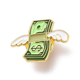 Dollar with Wing Enamel Pin, Creative Alloy Badge for Backpack Clothes, Golden