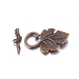 Alloy Toggle Clasps, Cadmium Free & Lead Free, Leaf