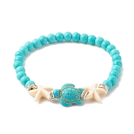 Эластичный браслет из синтетической бирюзы (окрашенной) в виде морской звезды и черепахи, украшения из драгоценных камней для женщин