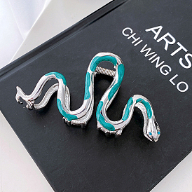 Snake Shape Alloy Enamel Large Claw Hair Clips, for Woman Thick Hair