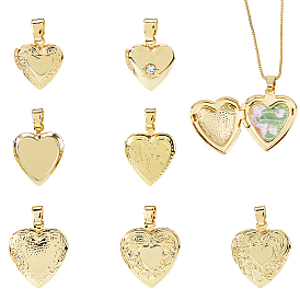 7 шт 7 стили латунные подвески-медальоны, фоторамки кулоны для ожерелий, сердце