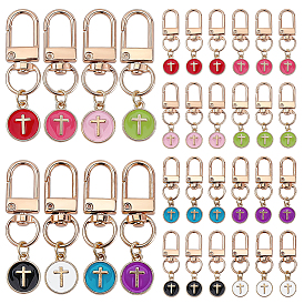 32 шт. 8 стили сплав эмалированный плоский круглый с подвеской-крестом, с поворотными застежками, золотой свет