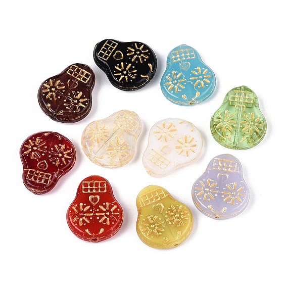 Череп стеклянные бусы, золотой металл обвитыми