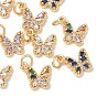 SHEGRACE Brass Pave Clear Cubic Zirconia Pendants, Butterfly Charms, Cadmium Free & Nickel Free & Lead Free, Long-Lasting Plated