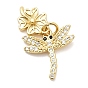 Латунные микро проложить кубического циркония подвески, стрекоза с цветочными подвесками, долговечный, стойки покрытие, без свинца и без кадмия, с целью перехода в кольце