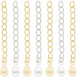 10Pcs 2 Colors 925 Sterling Silver End with Extender Chains and Teardrop Charms, with S925 Stamp, 1Sheet Fabric Silver Polishing Cloth