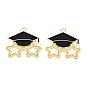 Alloy Enamel Pendants, Graduation Hat & Star Glasses Charms, Light Gold