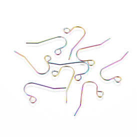 Placage ionique (ip) 304 crochets de boucle d'oreille en acier inoxydable, avec boucle horizontale