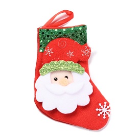 Cloth Hanging Christmas Stocking, with Paillettes, Candy Gift Bag, for Christmas Tree Decoration, Santa Claus
