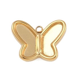 Ion Plating(IP) 304 Stainless Steel Rack Plating Pendant Cabochon Settings, Butterfly, Polished