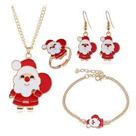 Fashionable Christmas Set: Santa Claus Jewelry Collection - Earrings, Rings, Necklaces & Bracelets
