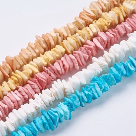 Natural Sea Shell Beads Strands, Dyed, Square Heishi Beads