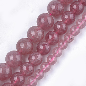 Natural Strawberry Quartz Beads Strands, Round
