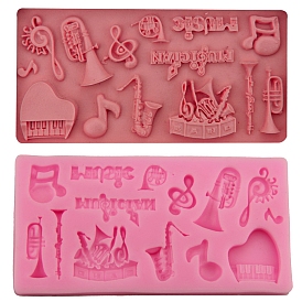 DIY Cake Decoration Silicone Molds, Fondant Molds, for Chocolate, Candy Making, Rectangle with Musical Note