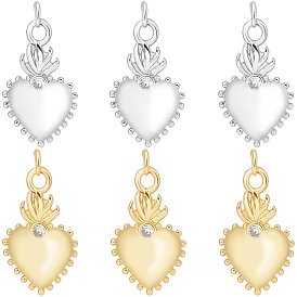 8 шт. 2 подвески из кубического циркония с покрытием из латуни с цветным покрытием, долговечный, без свинца и без кадмия, очарование священного сердца