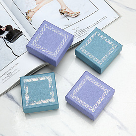 Square Paper Jewelry Set Boxes, Jewelry Gift Case for Earrings, Necklaces Storage