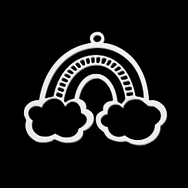 Placage ionique (ip) 201 pendentifs en acier inoxydable, Coupe au laser, Arc-en-ciel avec nuage