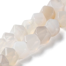 Natural White Agate Star Cut Round Beads Strands, Faceted