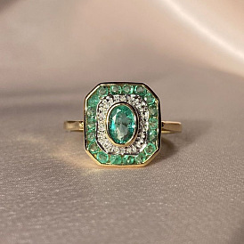 Прямоугольный сплав со стразами кольца для женщин