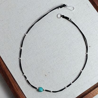 Natural Turquoise Necklace - Minimalist Beaded Chain - Sophisticated Collar Chain.
