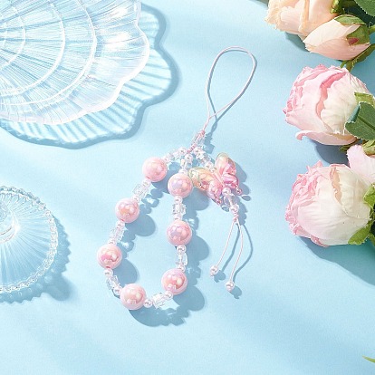 Акриловые планки мобильного, с пластиковыми и стеклянными бусинами, бабочка