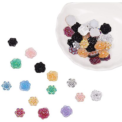 Cabochons rhinestone de la resina, flor