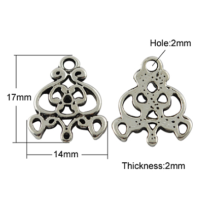 Коннекторы люстры тибетского стиля для размещения кабошонов, без кадмия и без свинца, 17x14x2 мм, отверстие : 2 мм, пригодный для стразов 1 мм