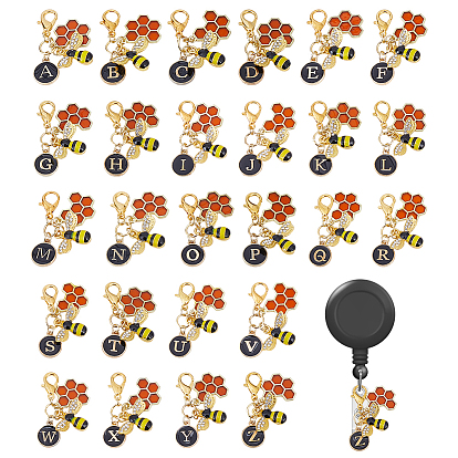 26 шт. подвесные украшения в виде пчел из эмалевого сплава, Сплав с застежками когтя омара, золотые