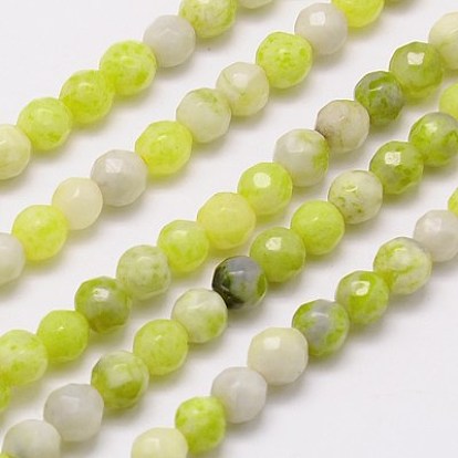 Natürliche Zitronen Jade Perlen Stränge, facettiert, Runde, 4 mm, Bohrung: 1 mm, ca. 90 Stk. / Strang, 15.35 Zoll