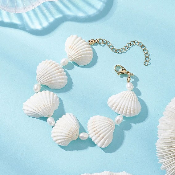 Натуральная спиральная раковина и бусины из пресноводного жемчуга для женщин, формы раковины