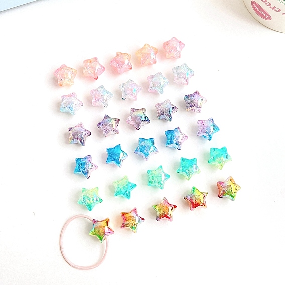 Transparent Crackle Acrylic Beads, Gradient Color, Star