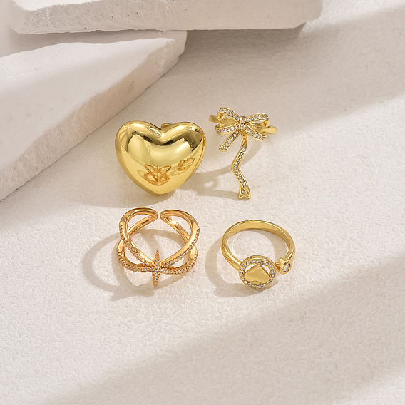 Манжеты из латуни с микро паве кубический цирконий для женщин, золотые