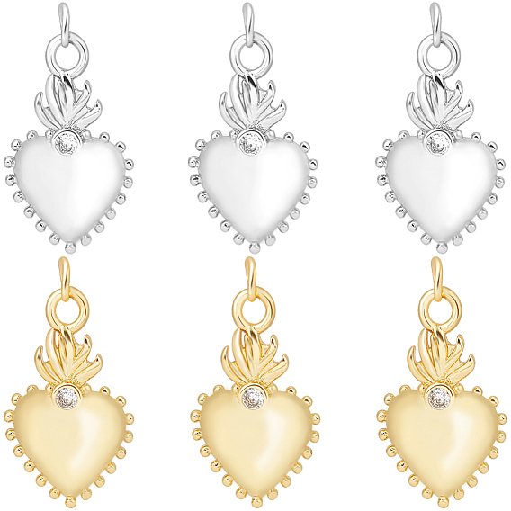 8 шт. 2 подвески из кубического циркония с покрытием из латуни с цветным покрытием, долговечный, без свинца и без кадмия, очарование священного сердца